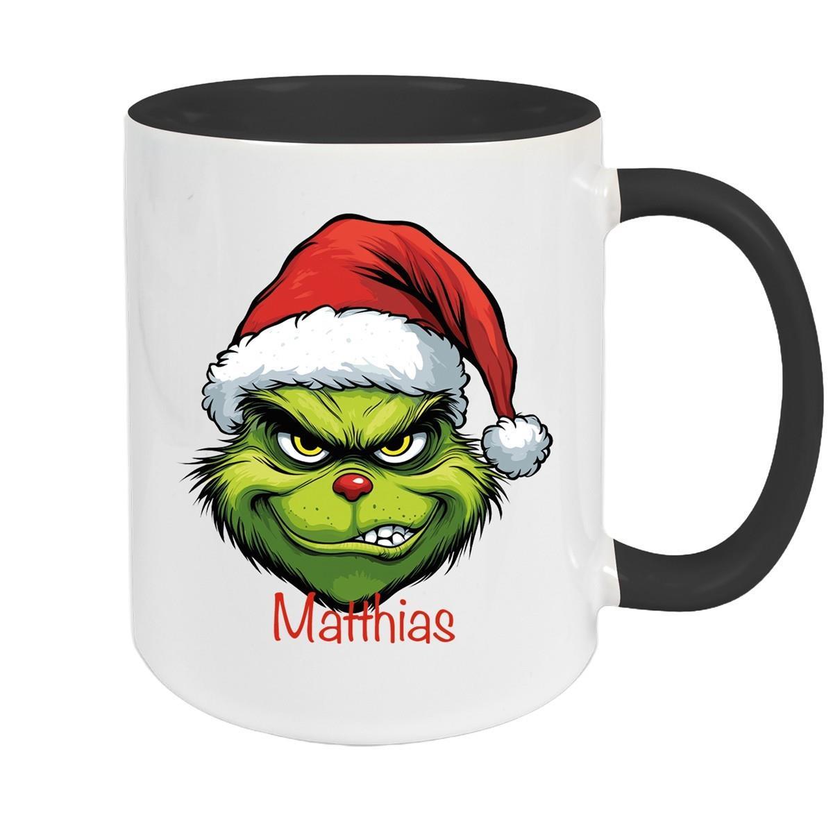 Tasse Wunschname Weihnachten Grinch 9 Keramik Kinderbecher versch. Farben