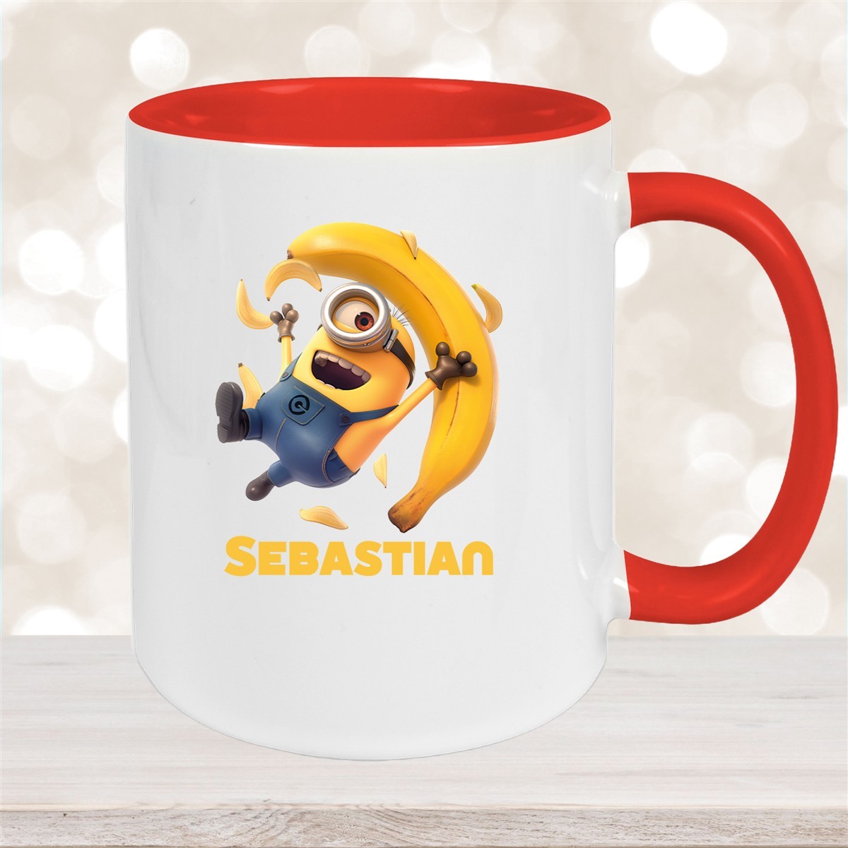 Tasse Minions Kinder Minion #2 Banana Wunschname Keramik Kinderbecher personalisiert versch. Farben Rot