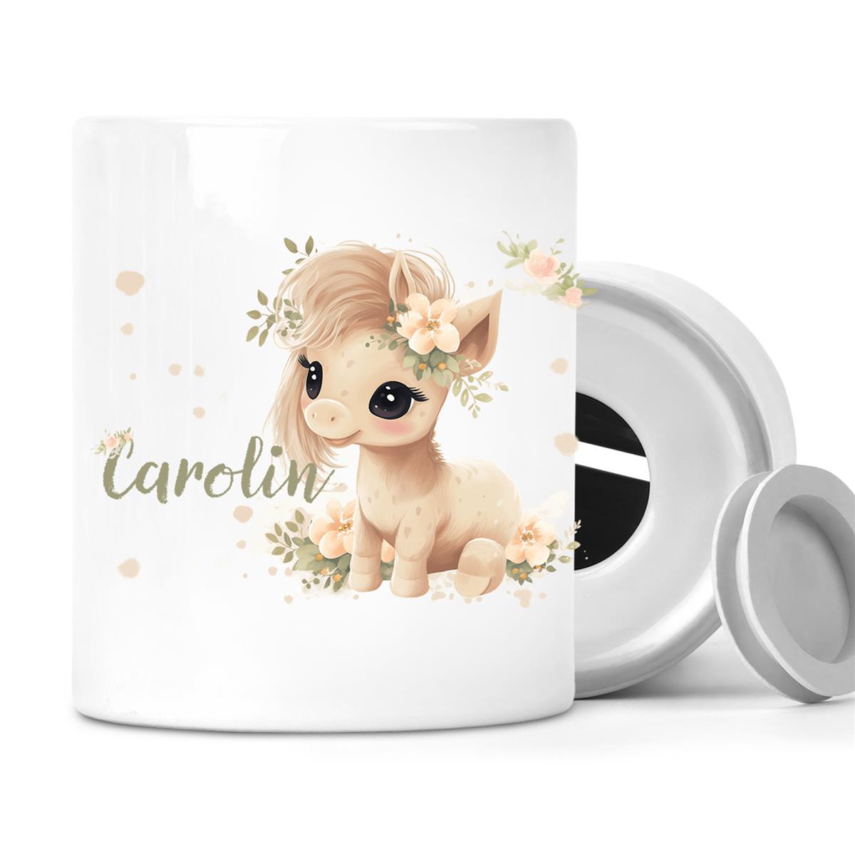 Spardose mit Wunschname Pferd 5 personalisiert