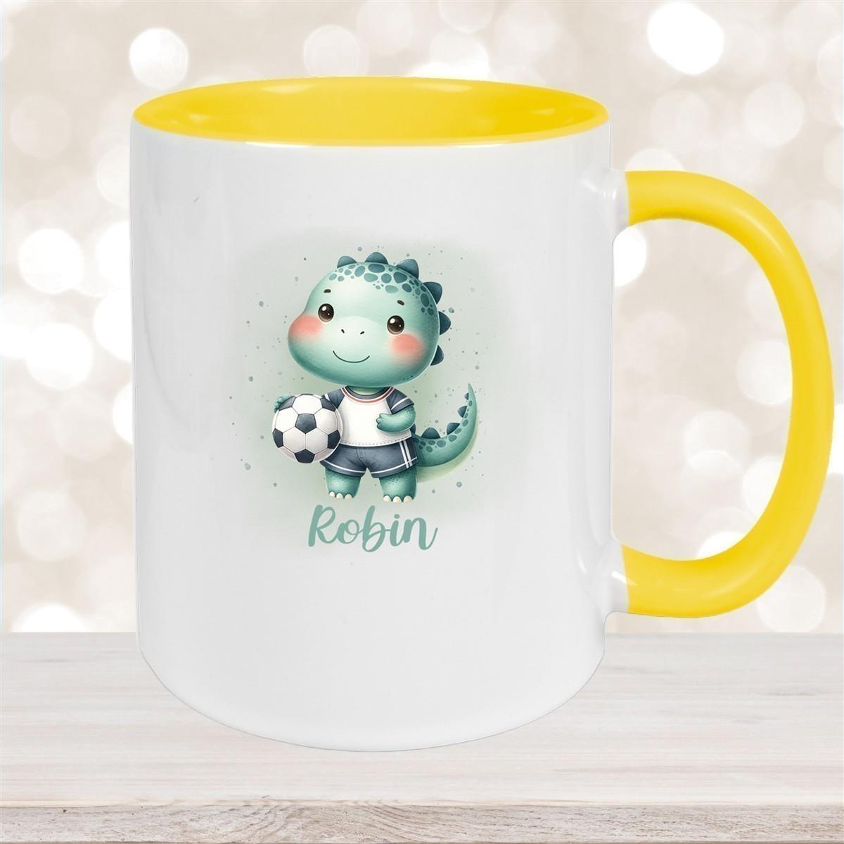 Tasse Wunschname Fußball 15 Personalisiert Keramik Kinderbecher versch. Farben