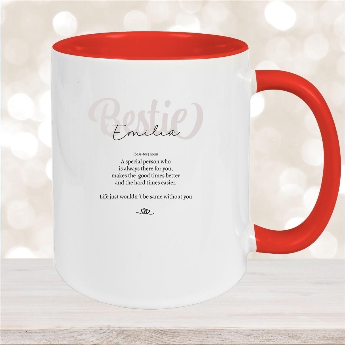 Tasse Wunschname Lieblings-Bestie 2 personalisiert Keramik Becher versch. Farben