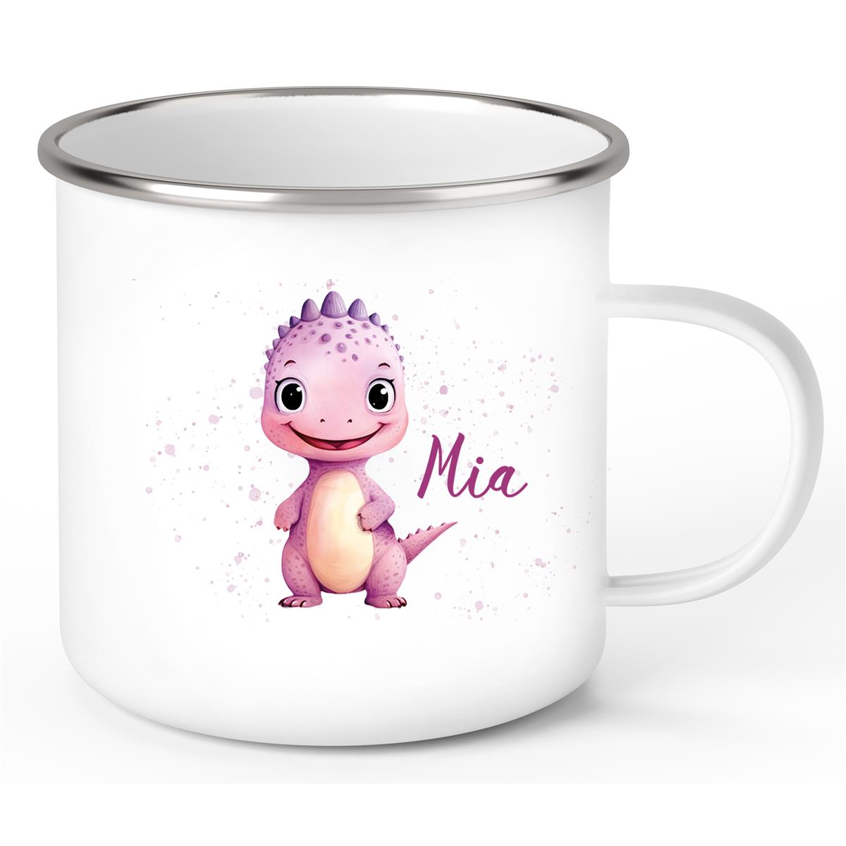 Tasse Wunschname Dino 20 Emaille Kinderbecher