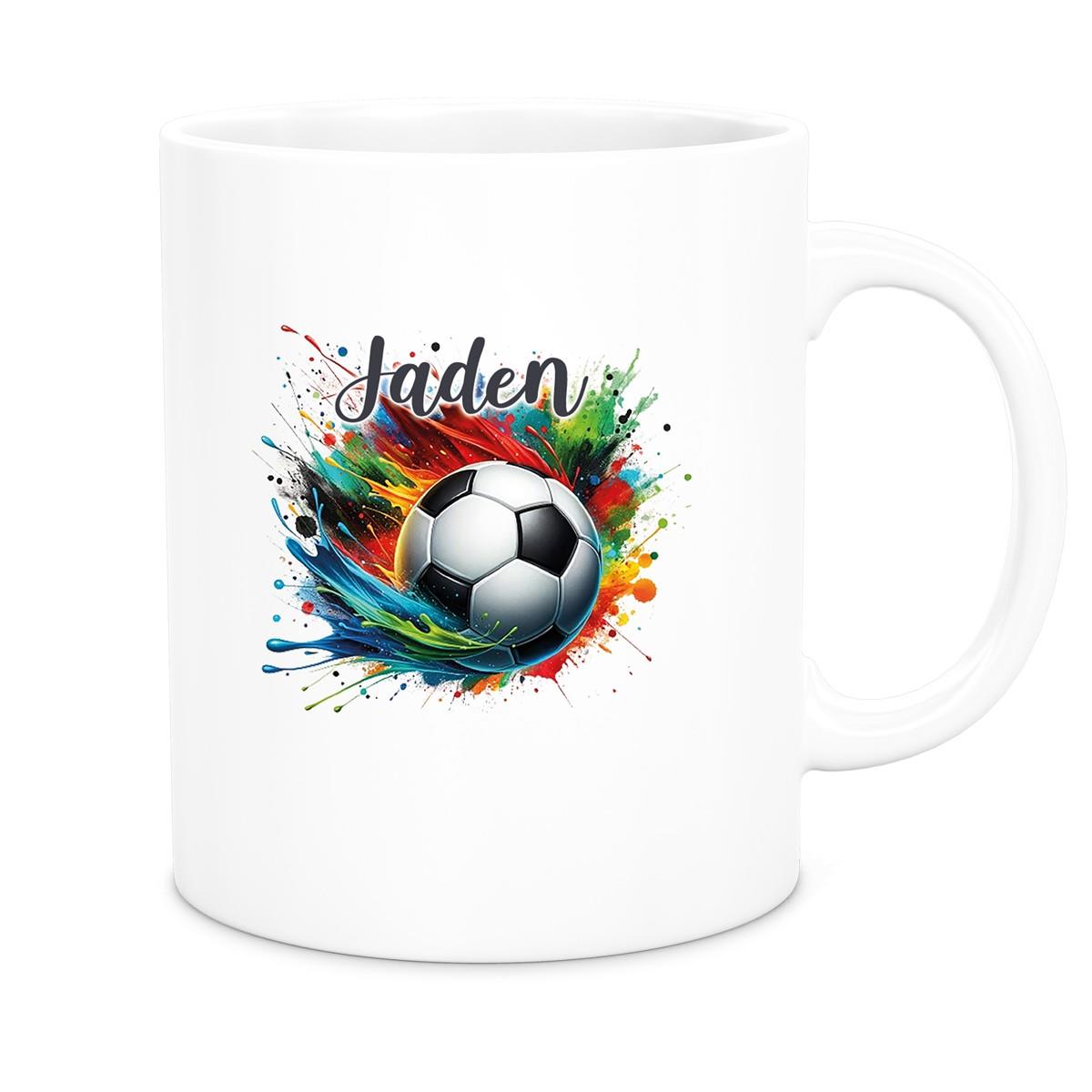 Tasse Wunschname Fußball 11 Keramik Kinderbecher personalisiert versch. Farben