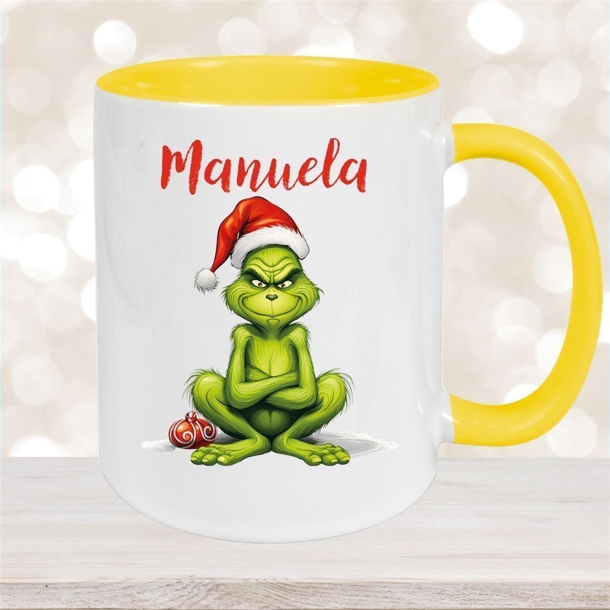 Tasse Wunschname Weihnachten Grinch 4 Keramik Kinderbecher versch. Farben