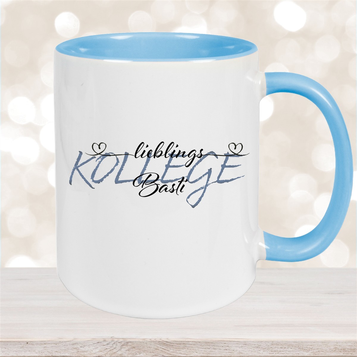 Tasse Wunschname Lieblings-Kollege #2 personalisiert Keramik Becher Hellblau
