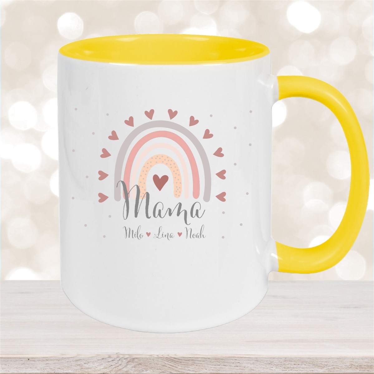 Tasse Muttertag #9 Wunschnamen Keramik Personalisiert Gelb