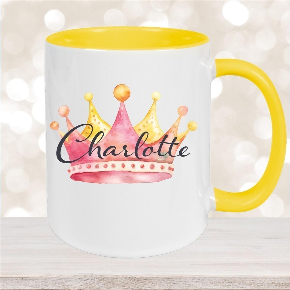 Tasse Krone 2 Wunschname Keramik Kinderbecher personalisiert versch. Farben