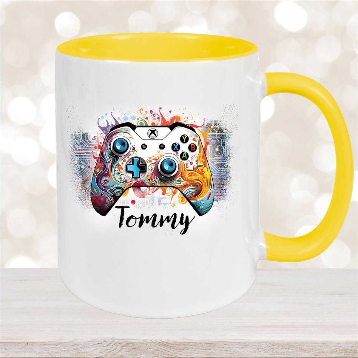 Tasse Gamer #2 Wunschname Kinderbecher personalisiert Keramik Gelb