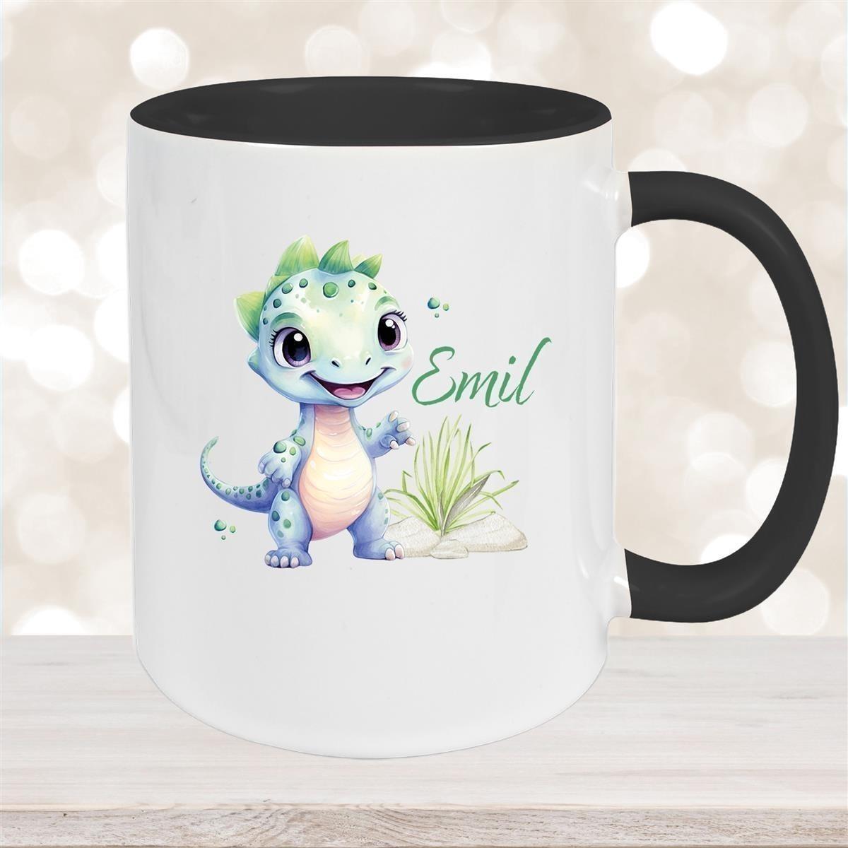Tasse Dino 14 Wunschname Keramik Kinderbecher Personalisiert versch. Farben