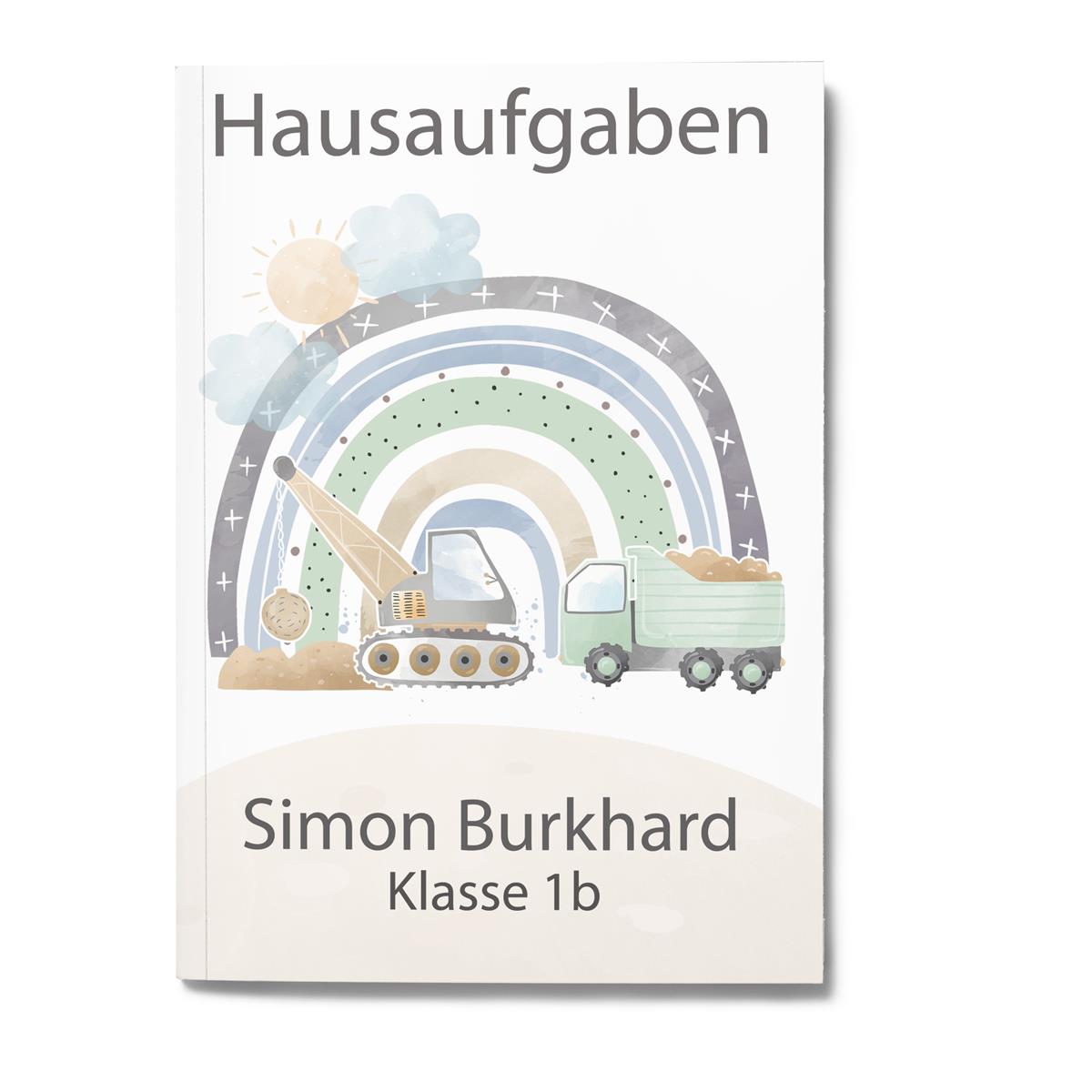 Hausaufgabenheft Baustelle 2 DIN A5 - 48 Blatt mit Name und Klasse