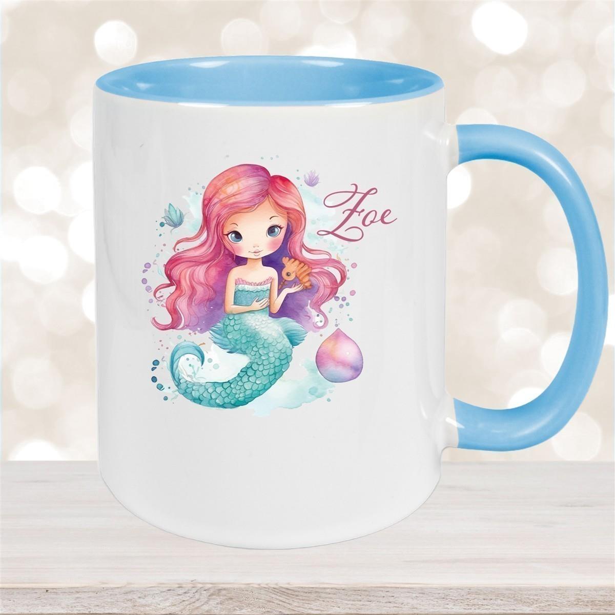 Tasse Wunschname Meerjungfrau 1 Keramik Kinderbecher versch. Farben