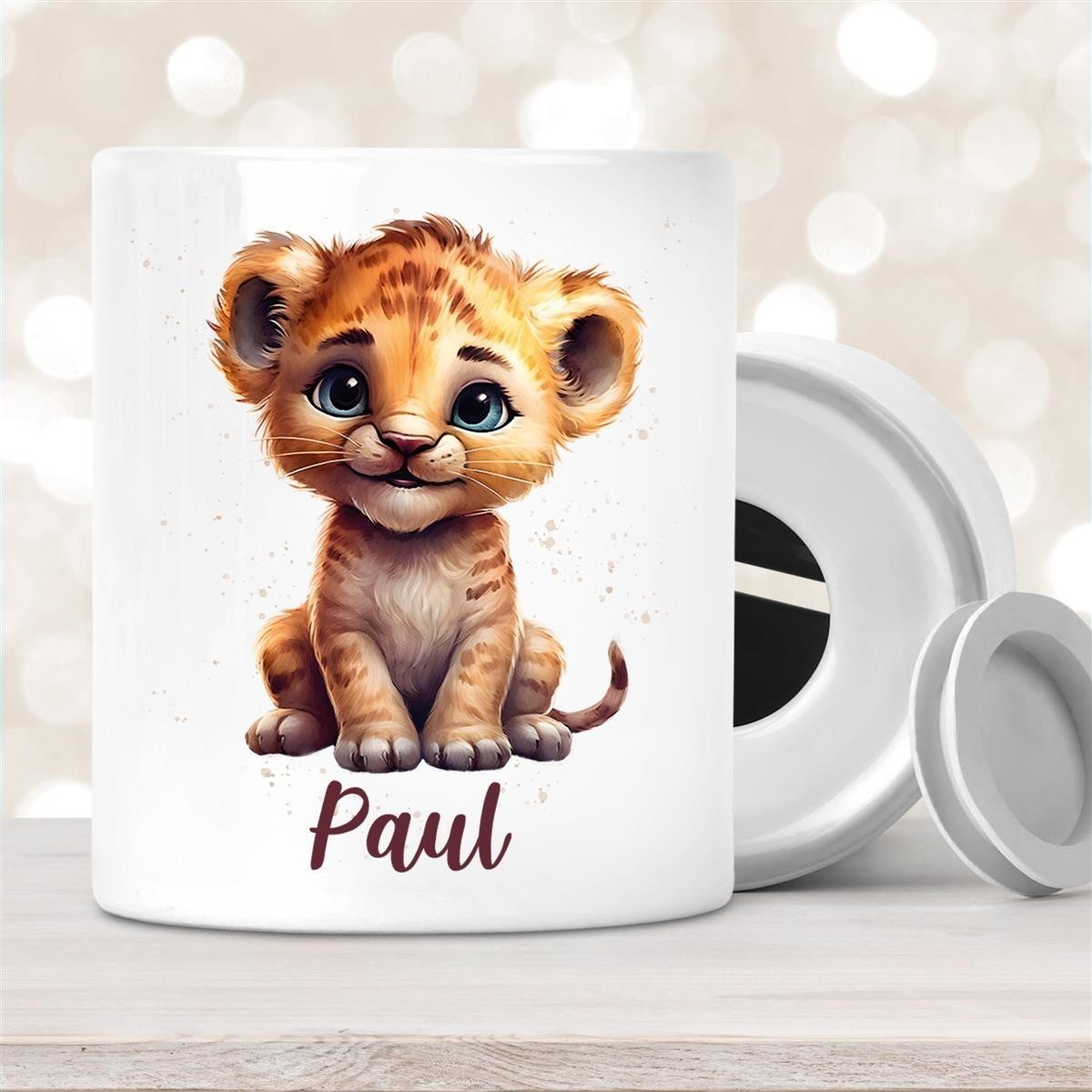 Spardose mit Wunschname Löwe #2 personalisiert Spardose mit Wunschname Löwe #2 personalisiert