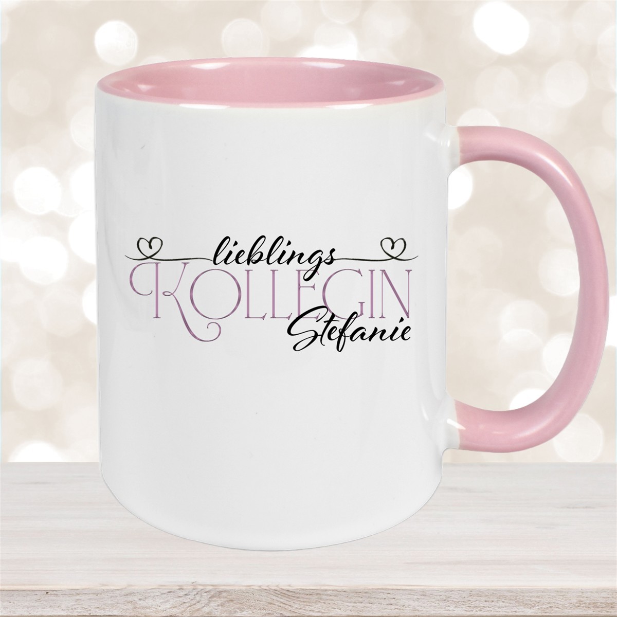 Tasse Wunschname Lieblings-Kollegin #1 personalisiert Keramik Becher Altrosa