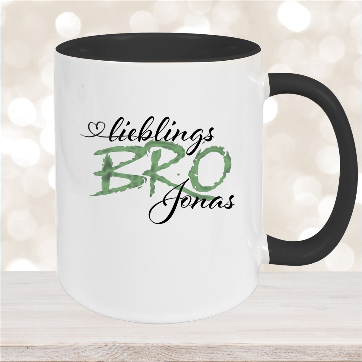 Tasse Wunschname Lieblings-BRO #2 personalisiert Keramik Becher Schwarz