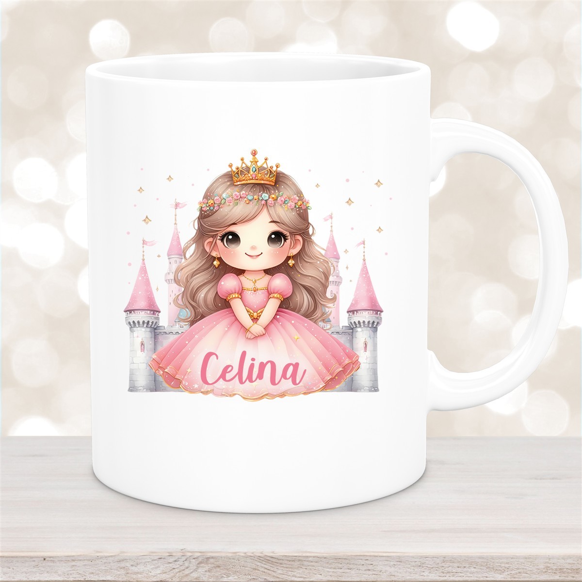Tasse Kinder Prinzessin #3 Wunschname Keramik Kinderbecher personalisiert Weiß