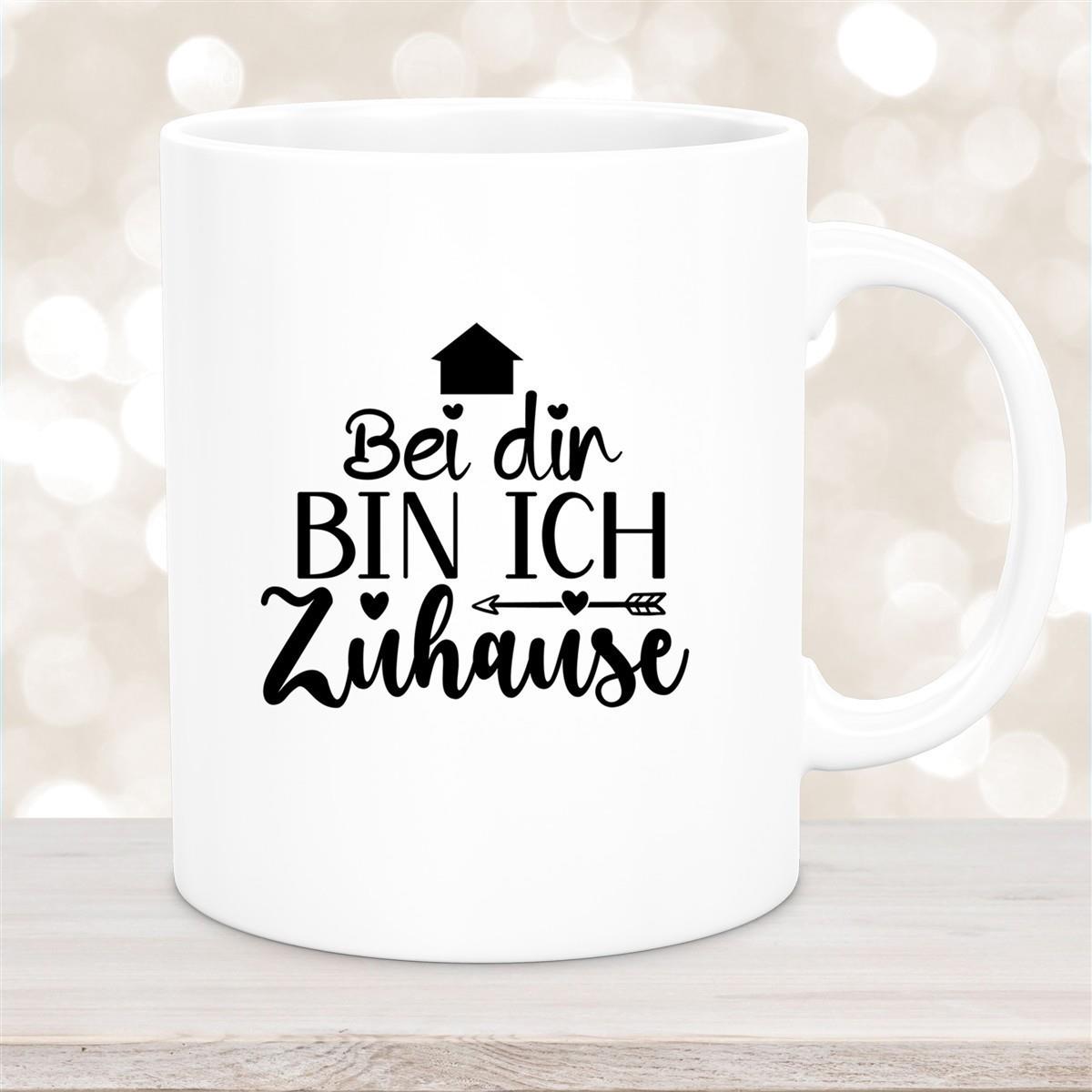 Tasse Liebe -  Spruch "Bei dir bin ich zu Hause" Valentinstag Wunschnamen Keramik personalisiert versch. Farben