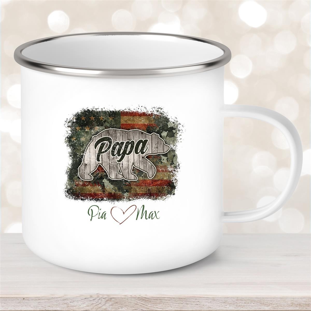 Tasse Vatertag #7 Papa "Bär" Wunschnamen Emaille Personalisiert Tasse Vatertag #7 Papa "Bär" Wunschnamen Emaille Personalisiert