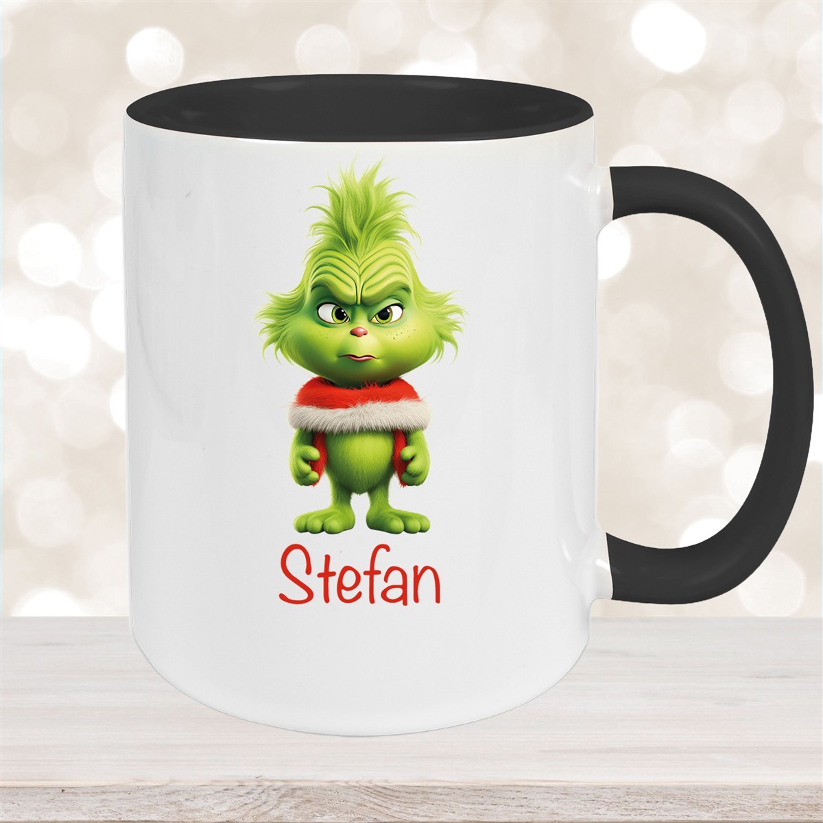 Tasse Wunschname Weihnachten Grinch #1 Keramik Kinderbecher Schwarz
