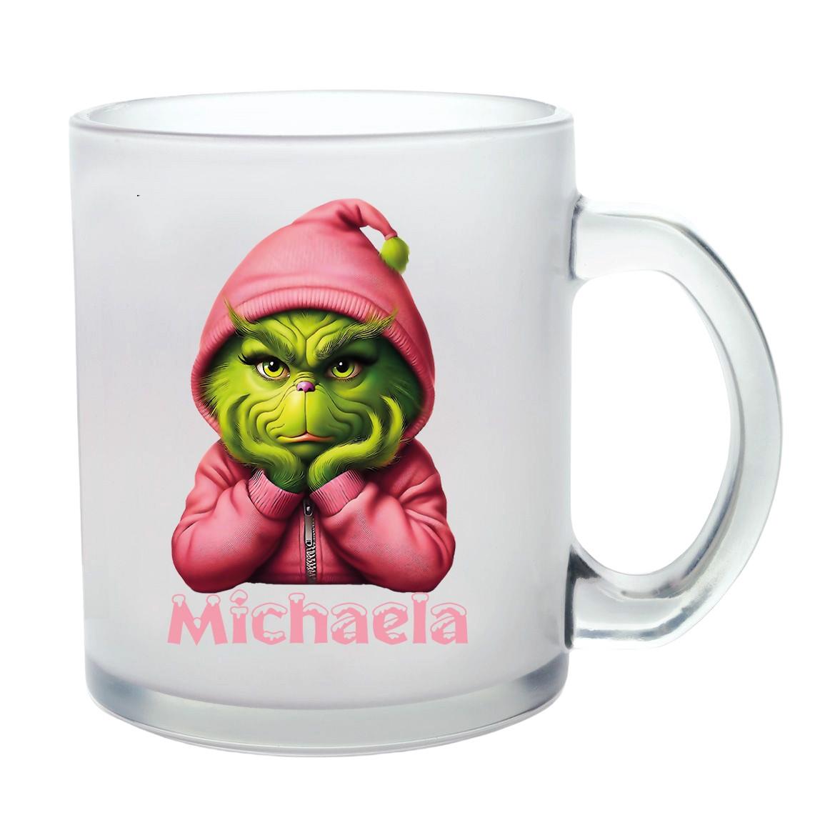 Milchglastasse Wunschname Weihnachten Grinch 10 Glas Kinderbecher SONDEREDITION