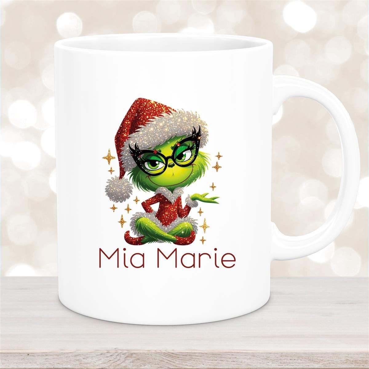 Tasse Wunschname Weihnachten Lady-Grinch #4 Keramik Kinderbecher Weiß Tasse Wunschname Weihnachten Lady-Grinch #4 Keramik Kinderbecher versch. Farben