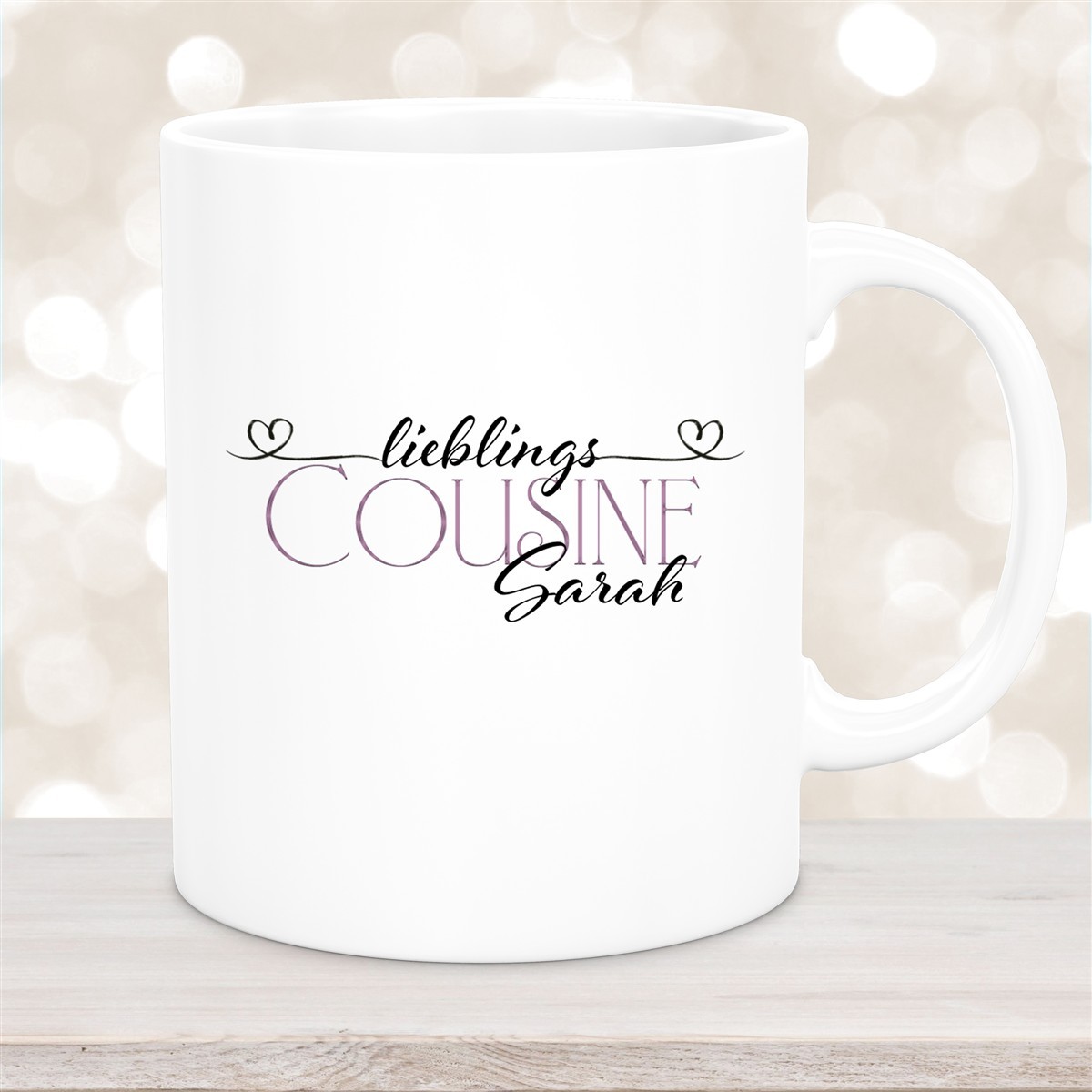 Tasse Wunschname Lieblings-Cousine #1 personalisiert Keramik Becher Weiß