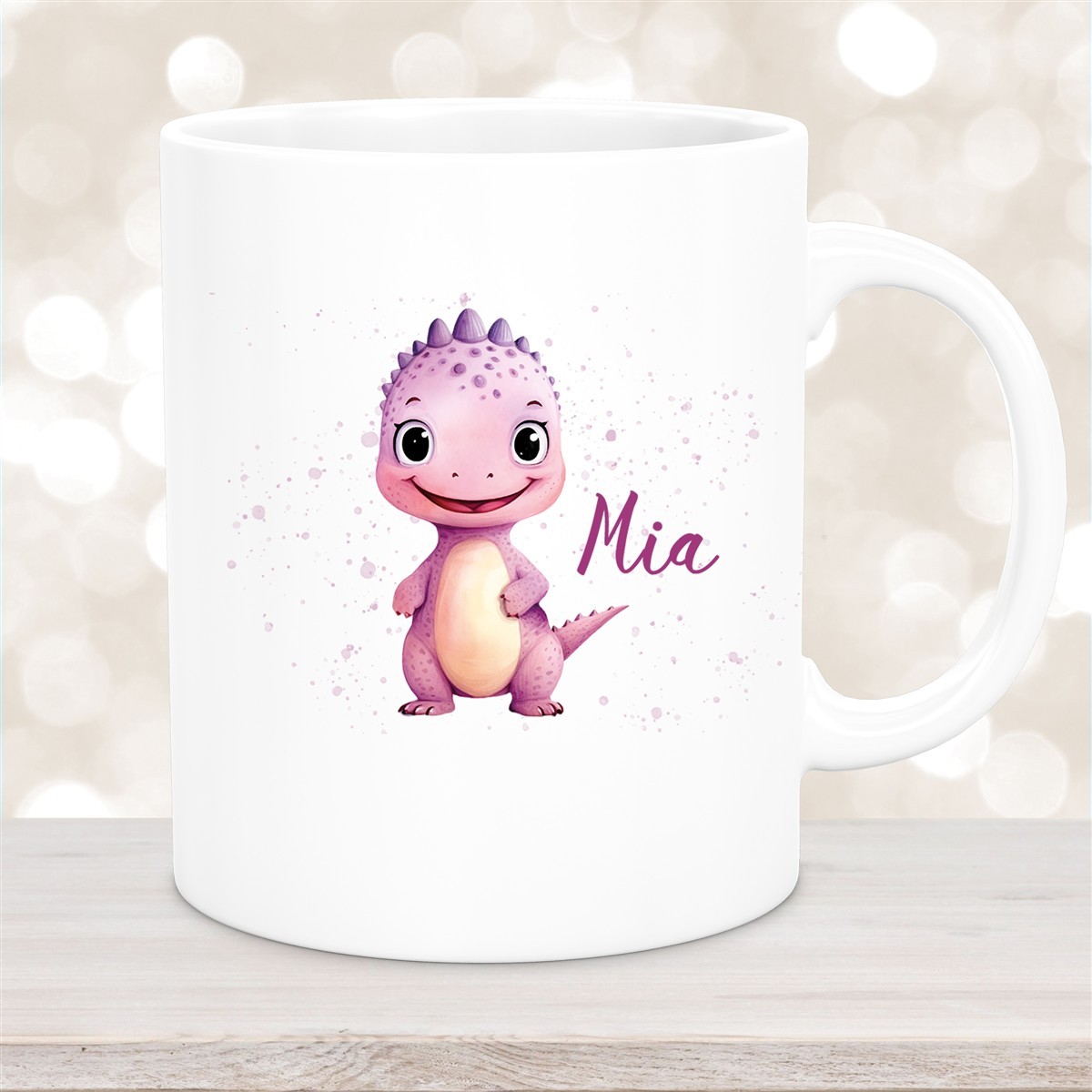 Tasse Wunschname Dino #20 Keramik Kinderbecher Weiß