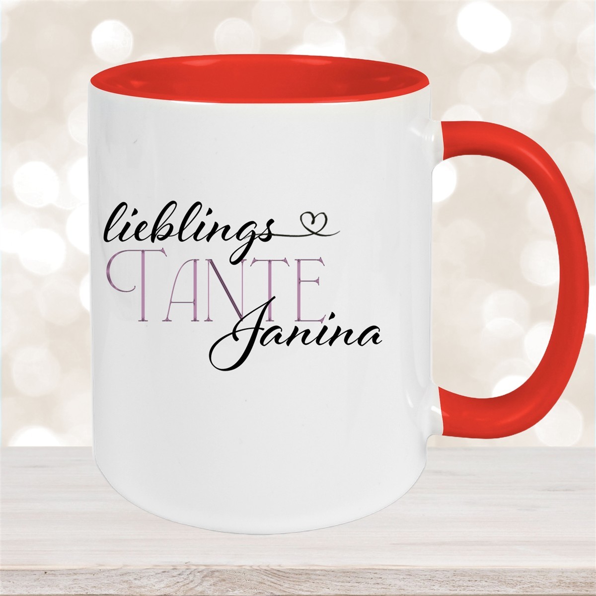 Tasse Wunschname Lieblings-Tante #1 personalisiert Keramik Becher Rot