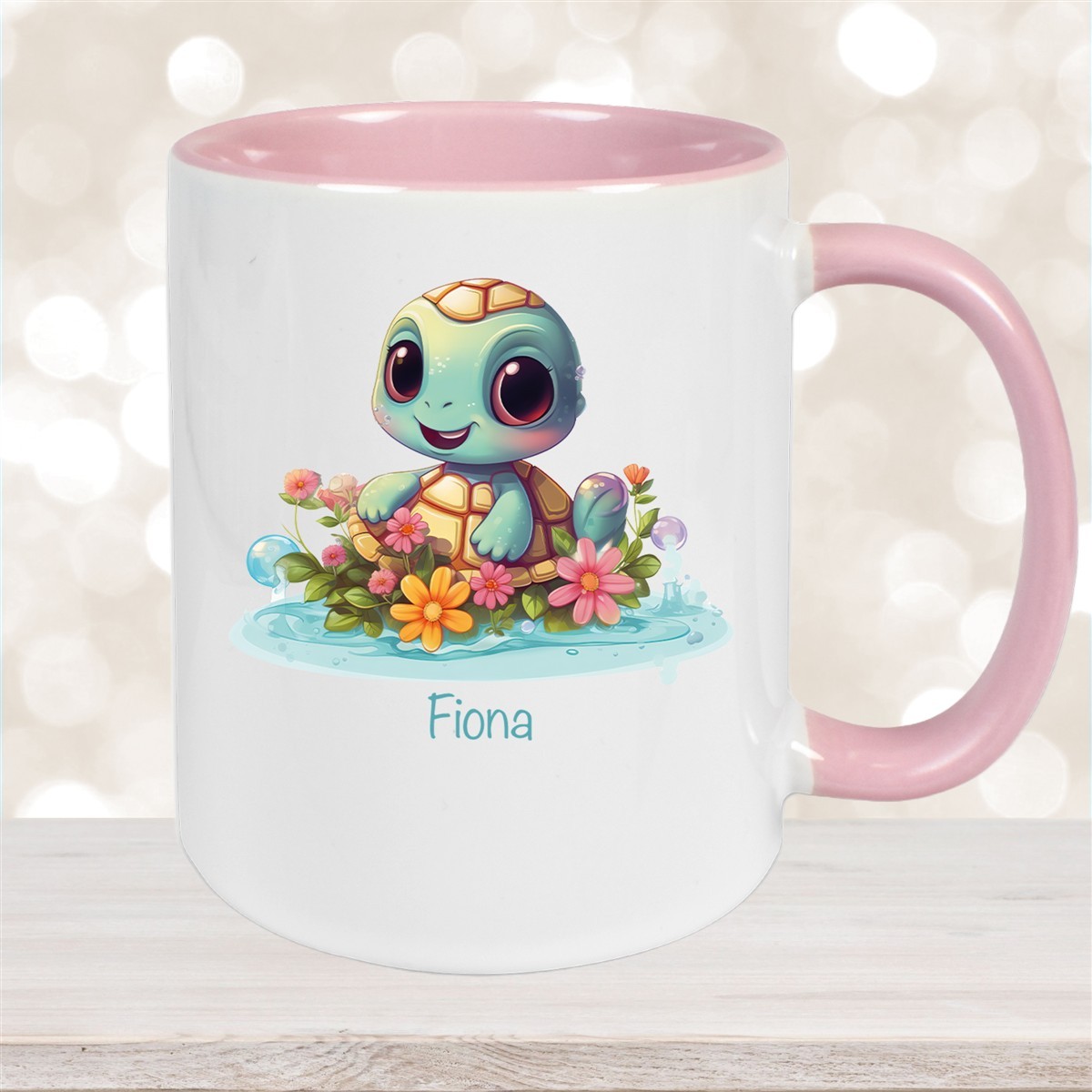 Tasse Wunschname Schildkröte #2 Keramik Kinderbecher personalisiert versch. Farben
