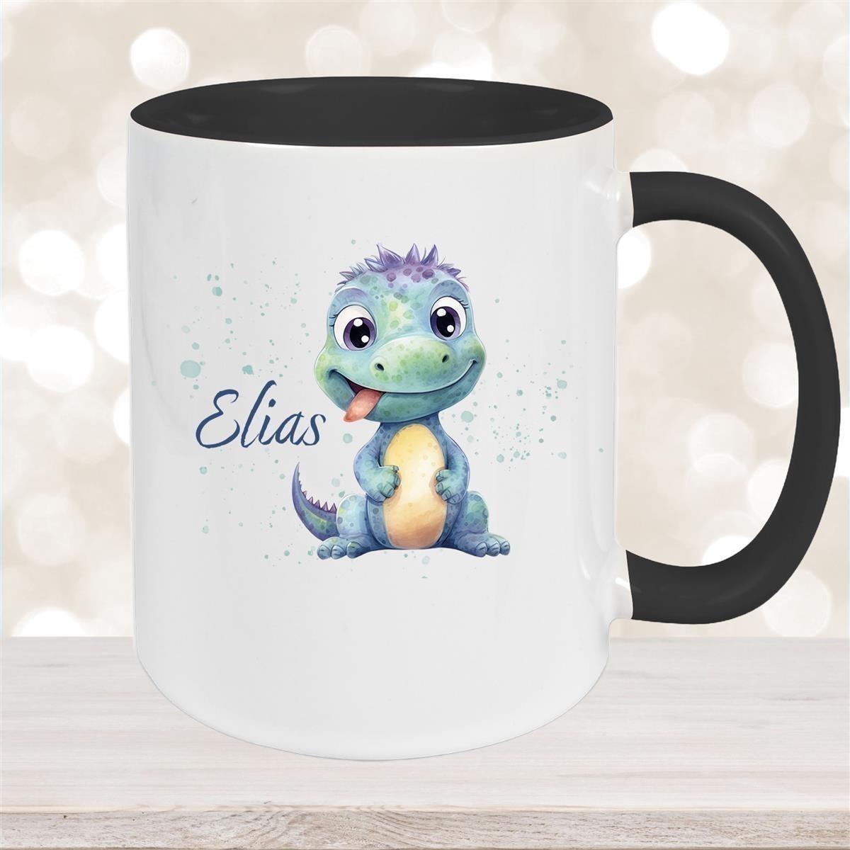 Tasse Dino 13 Wunschname Keramik Kinderbecher Personalisiert versch. Farben
