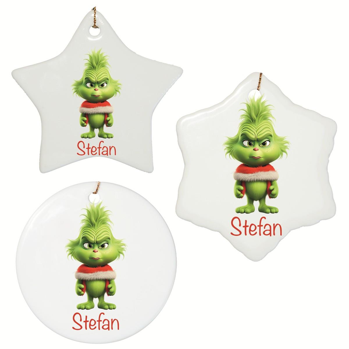 Weihnachtsanhänger personalisiert Grinch 1 Name Motiv Anhänger Keramik, Weihnachtsschmuck, Weihnachtskugel, Christbaumschmuck versch. Formen