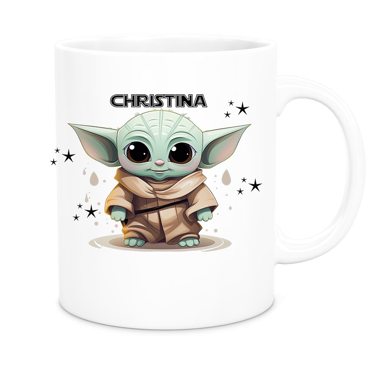 Tasse Wunschname Baby-Yoda 3 Keramik Kinderbecher personalisiert versch. Farben