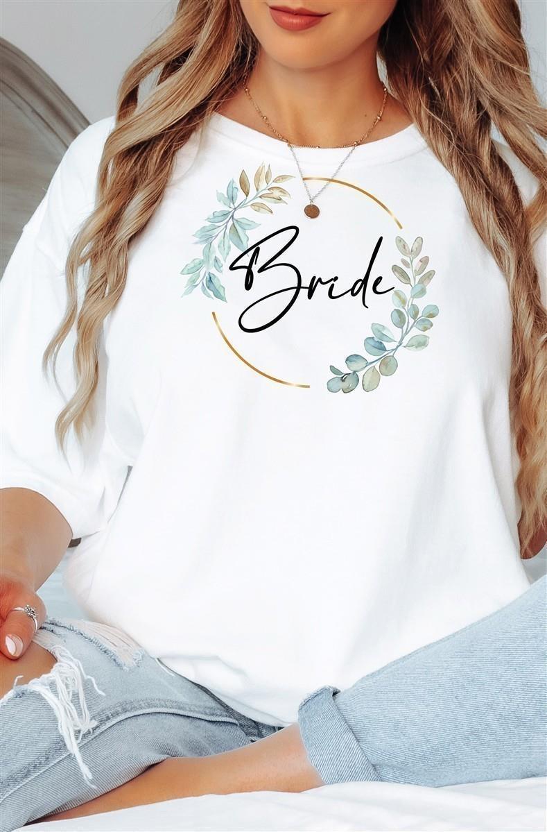 T-Shirt Bride & Team-Bride 02-Eukalyptus – Damen-Shirt für den Junggesellinnenabschied