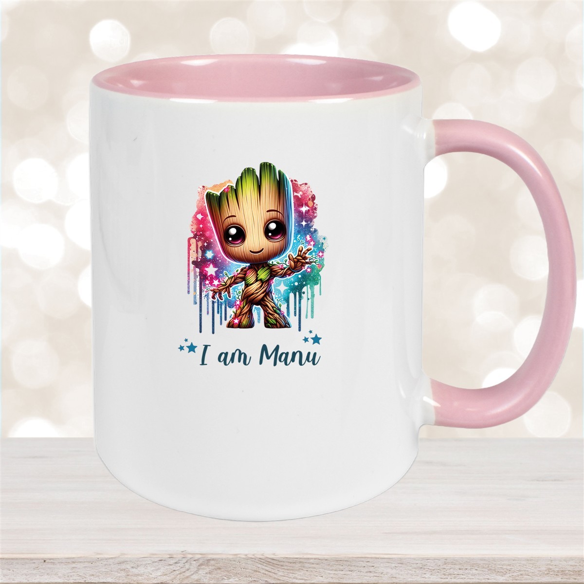 Tasse Wunschname Baby-Groot #5 Keramik Kinderbecher personalisiert Altrosa