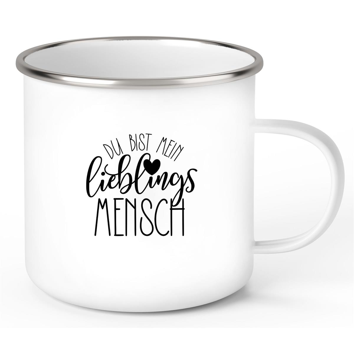 Tasse Spruch "Lieblingsmensch" Valentinstag 19 Wunschnamen Emaille personalisiert