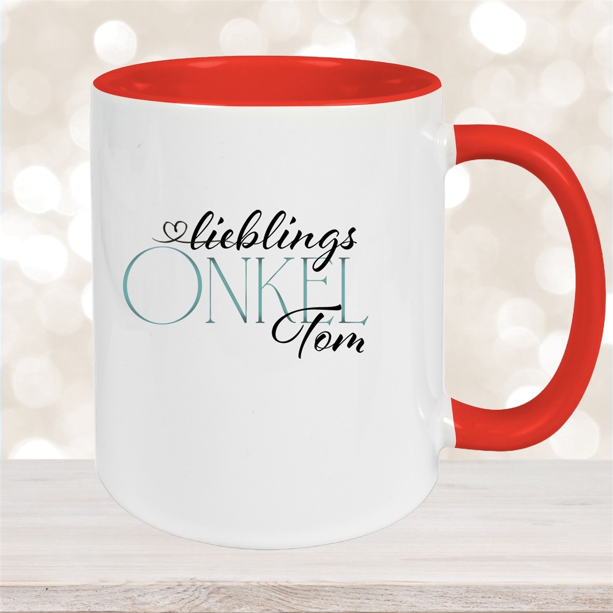 Tasse Wunschname Lieblings-Onkel #1 personalisiert Keramik Becher Rot