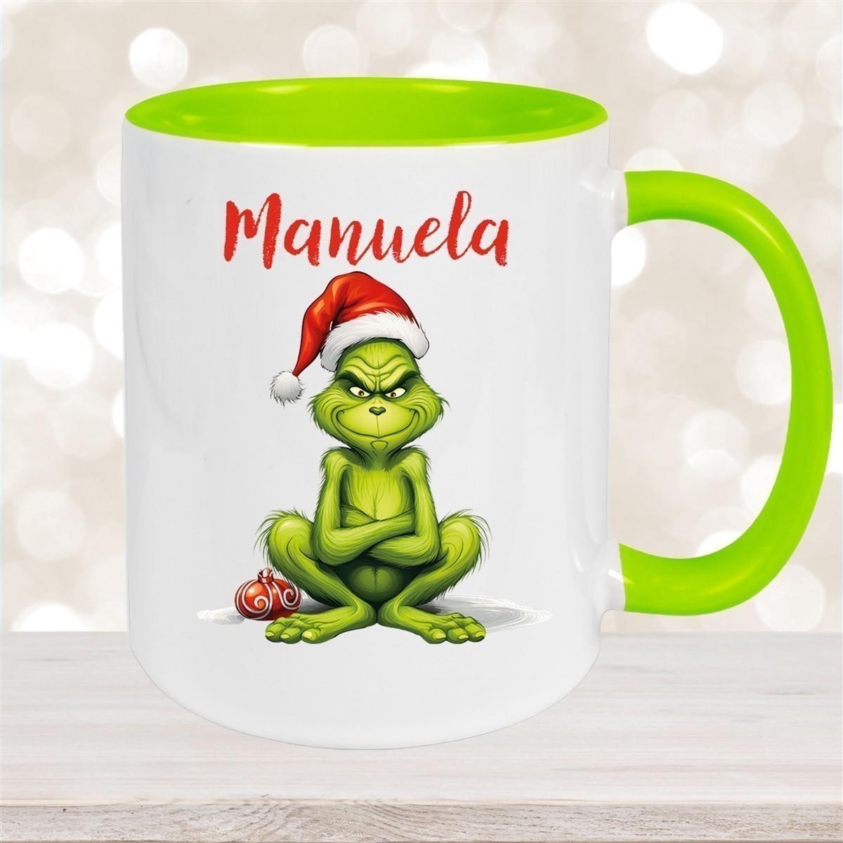 Tasse Wunschname Weihnachten Grinch 4 Keramik Kinderbecher versch. Farben