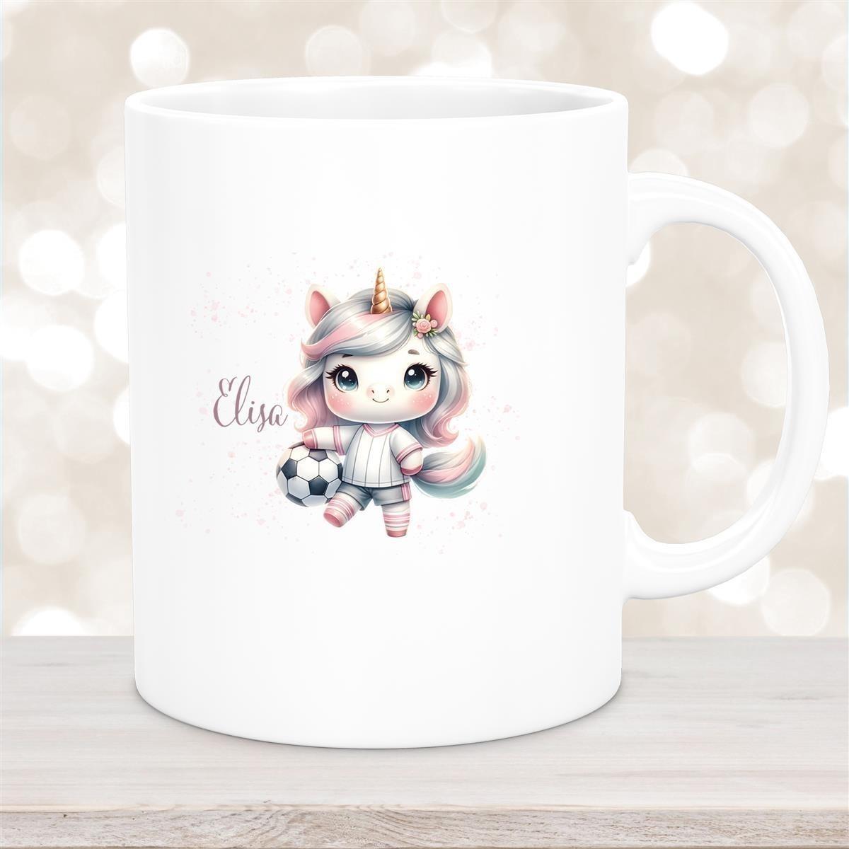 Tasse Fußball 10 Wunschname Keramik Kinderbecher personalisiert versch. Farben