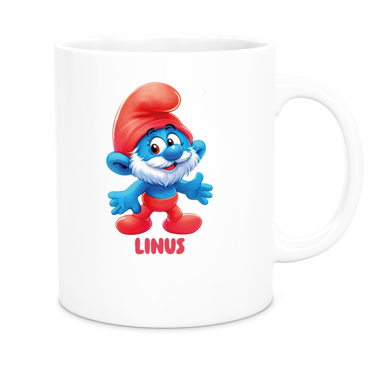 Tasse Kinder Schlumpf 4 Papa Schlumpf Wunschname Keramik Kinderbecher personalisiert versch. Farben