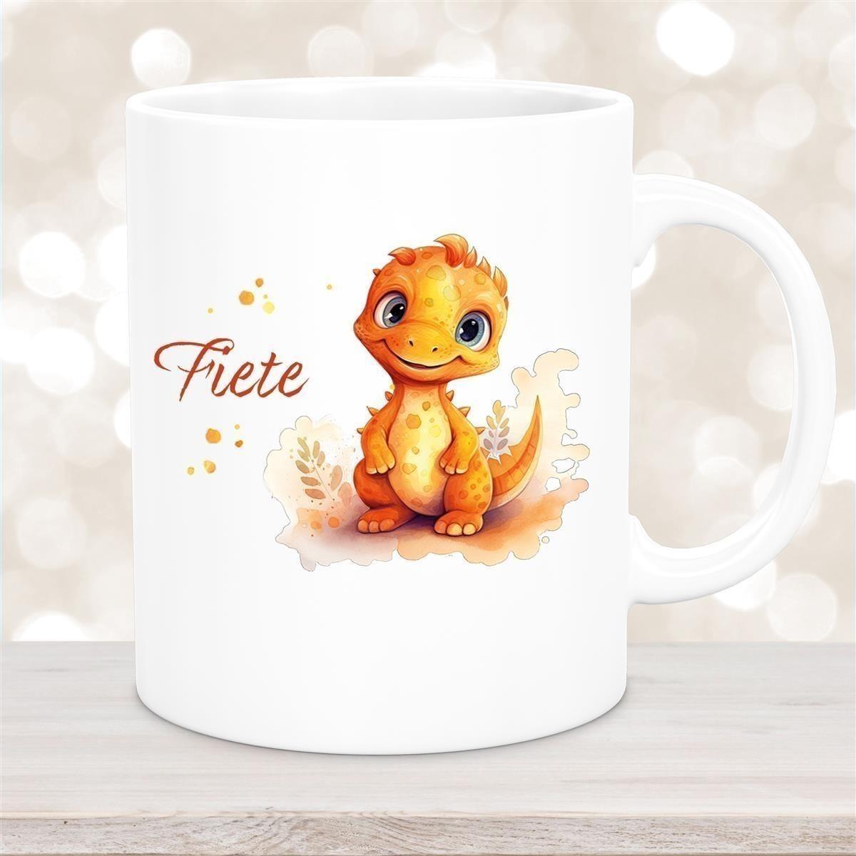 Tasse Dino 10 Wunschname Keramik Kinderbecher Personalisiert versch. Farben