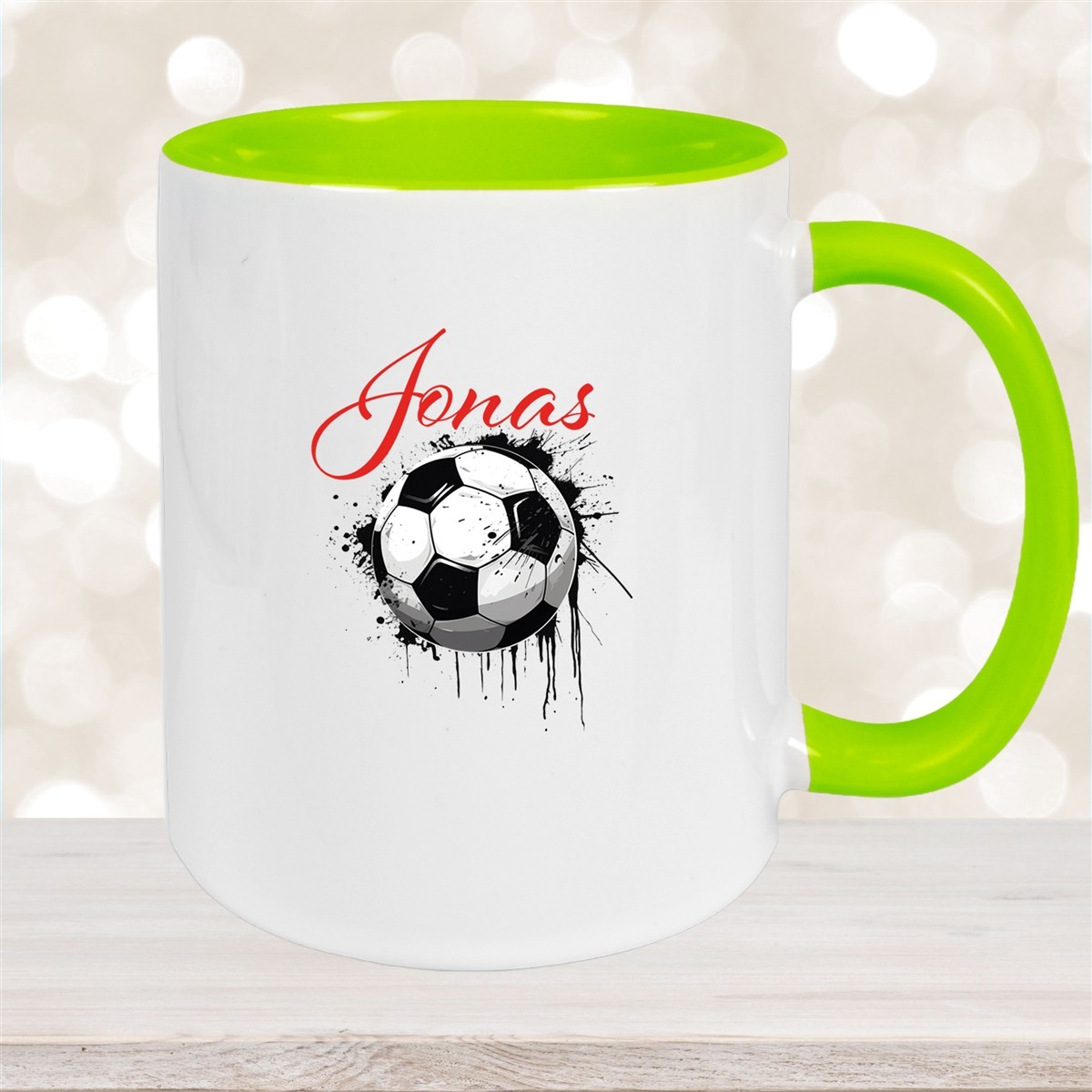 Tasse Wunschname Fußball #19 Personalisiert Keramik Kinderbecher Grün