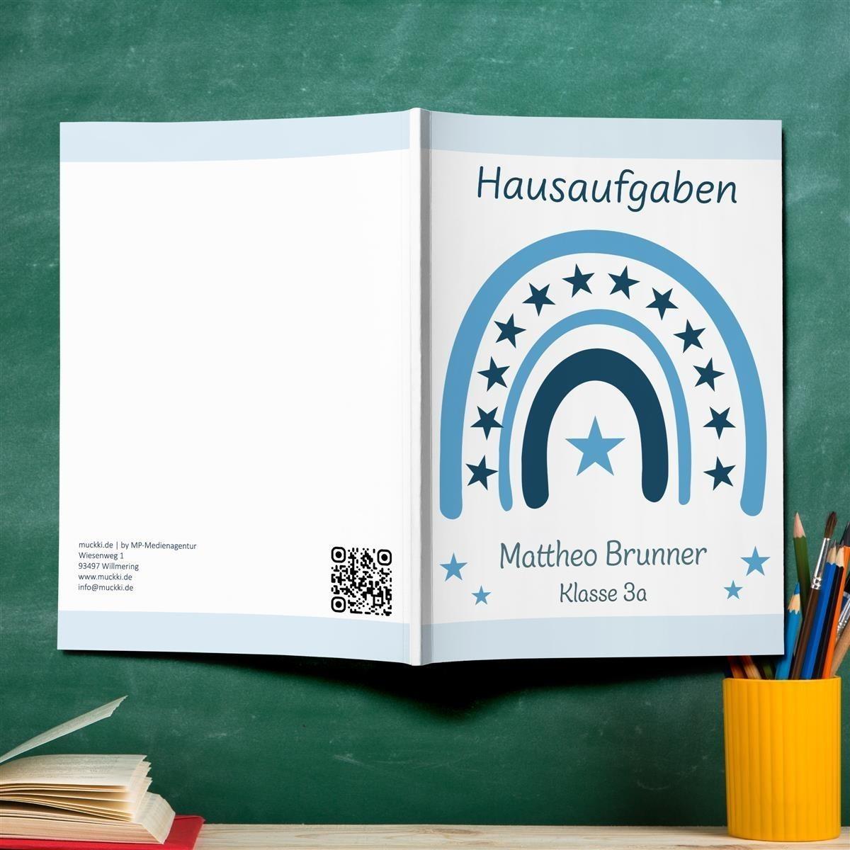 Hausaufgabenheft Regenbogen 1 DIN A5 - 48 Blatt mit Name und Klasse