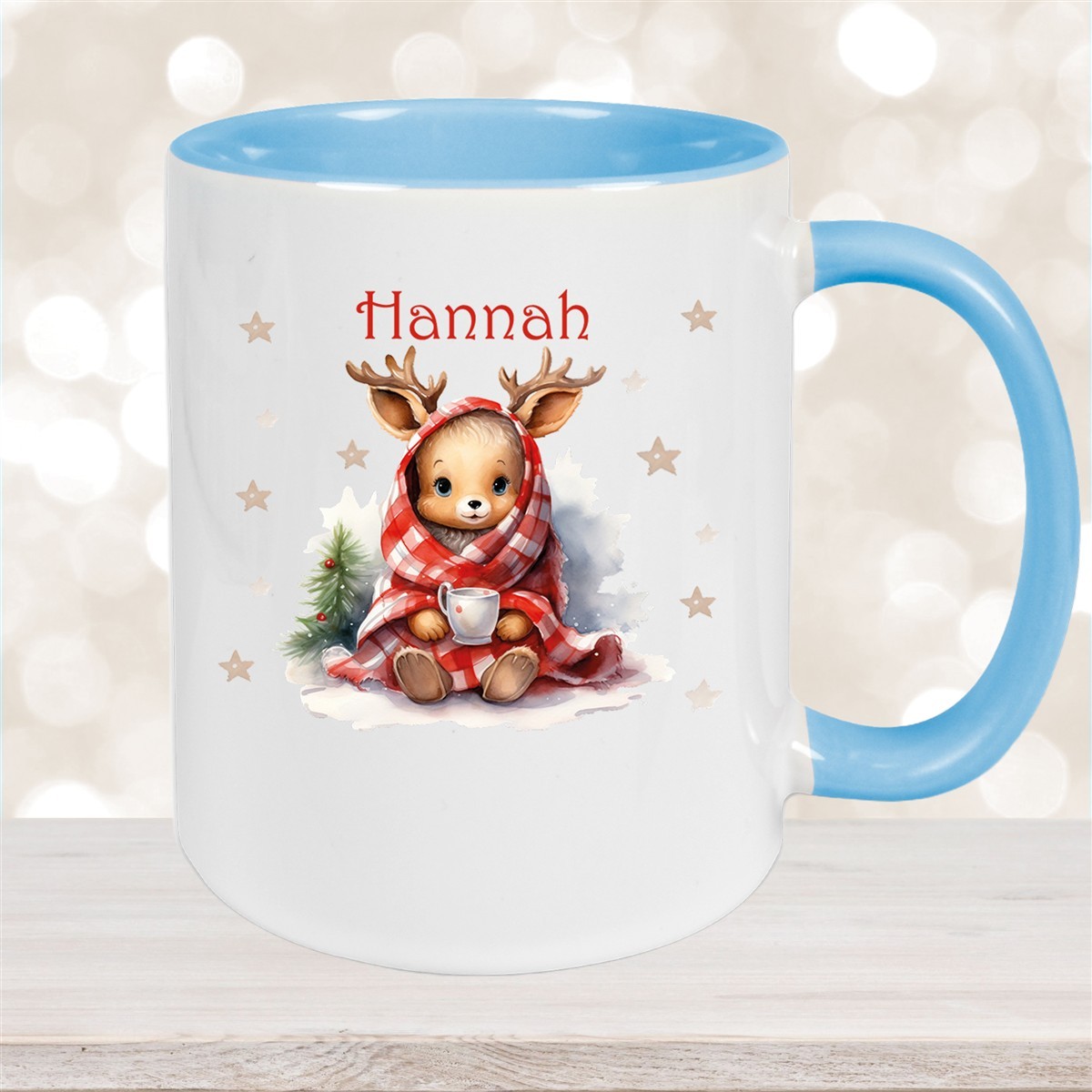 Tasse Wunschname Weihnachten Rehlein #1 Keramik Kinderbecher versch. Farben