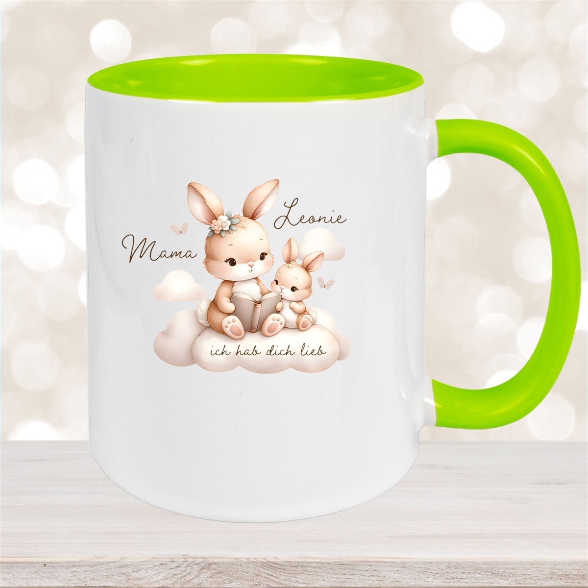Tasse Muttertag #6 Wunschnamen Keramik Personalisiert Grün