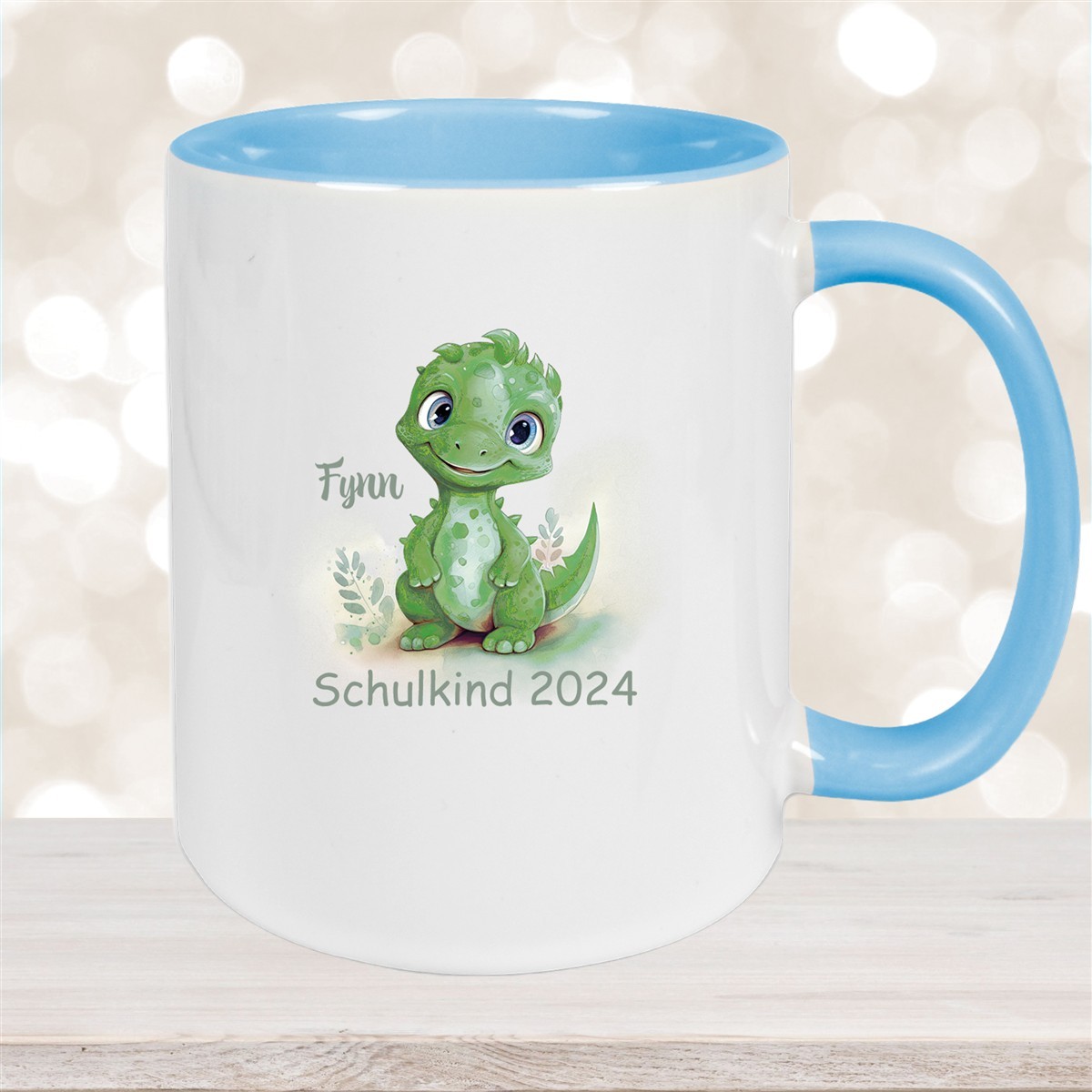 Tasse Schulkind #11 Wunschname Dino #2 Keramik Kinderbecher Personalisiert versch. Farben