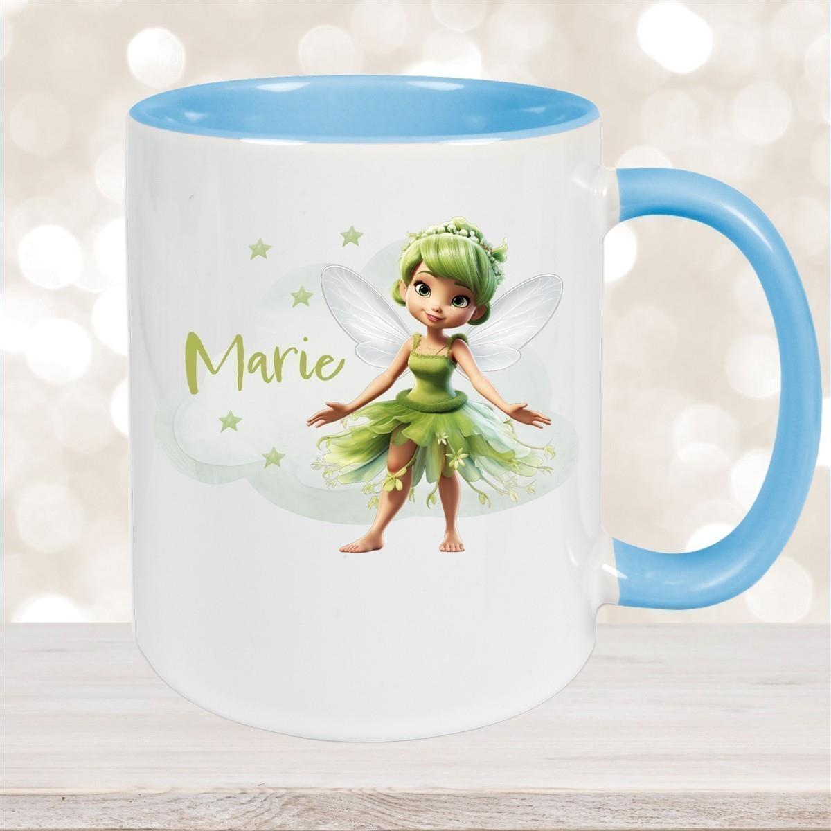 Tasse Fee 3 Wunschname Keramik Kinderbecher personalisiert versch. Farben