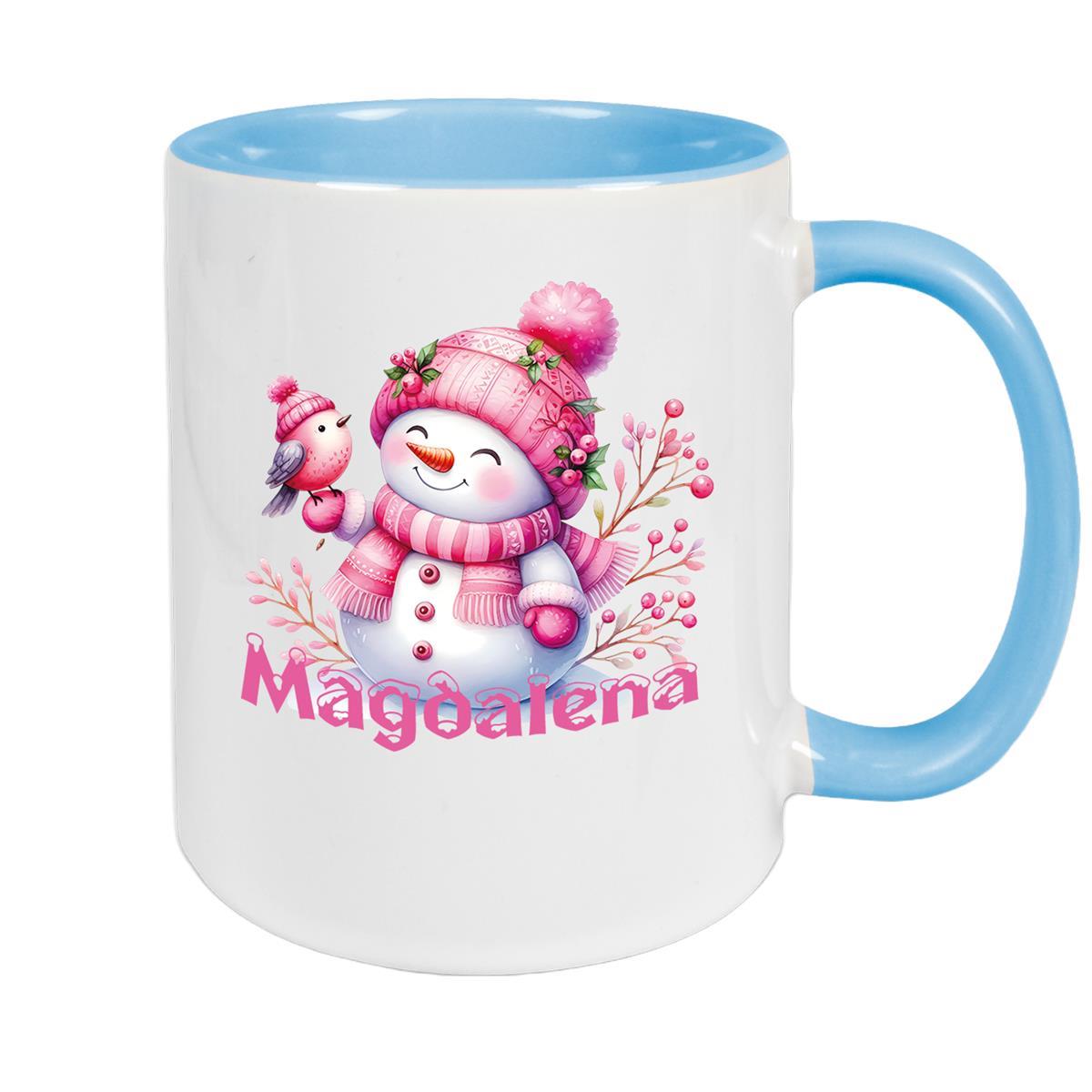 Tasse Wunschname Weihnachten Schneemann 1 Keramik Kinderbecher versch. Farben