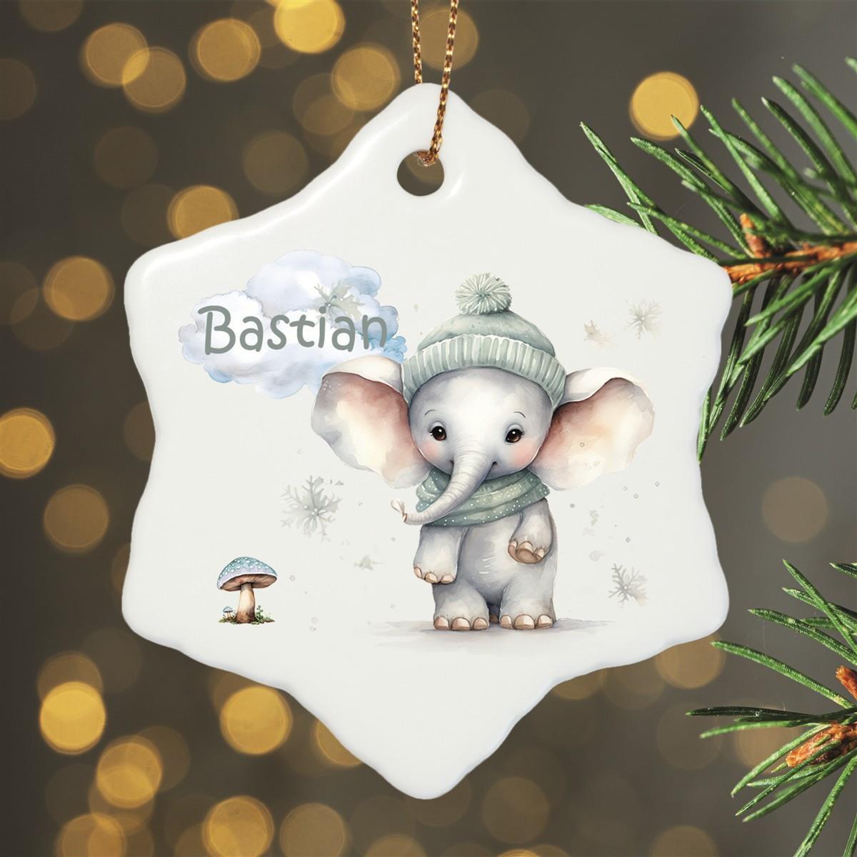 Weihnachtsanhänger personalisiert Elefant 1 Name Motiv Anhänger Keramik, Weihnachtsschmuck, Weihnachtskugel, Christbaumschmuck versch. Formen