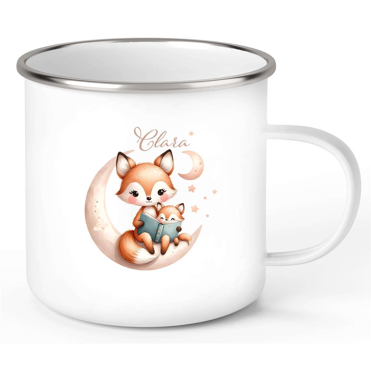 Tasse Wunschname Fuchs 2 Emaille Kinderbecher