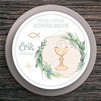 Tortenaufleger Kommunion Kelch #1 Name & Datum (20cm)