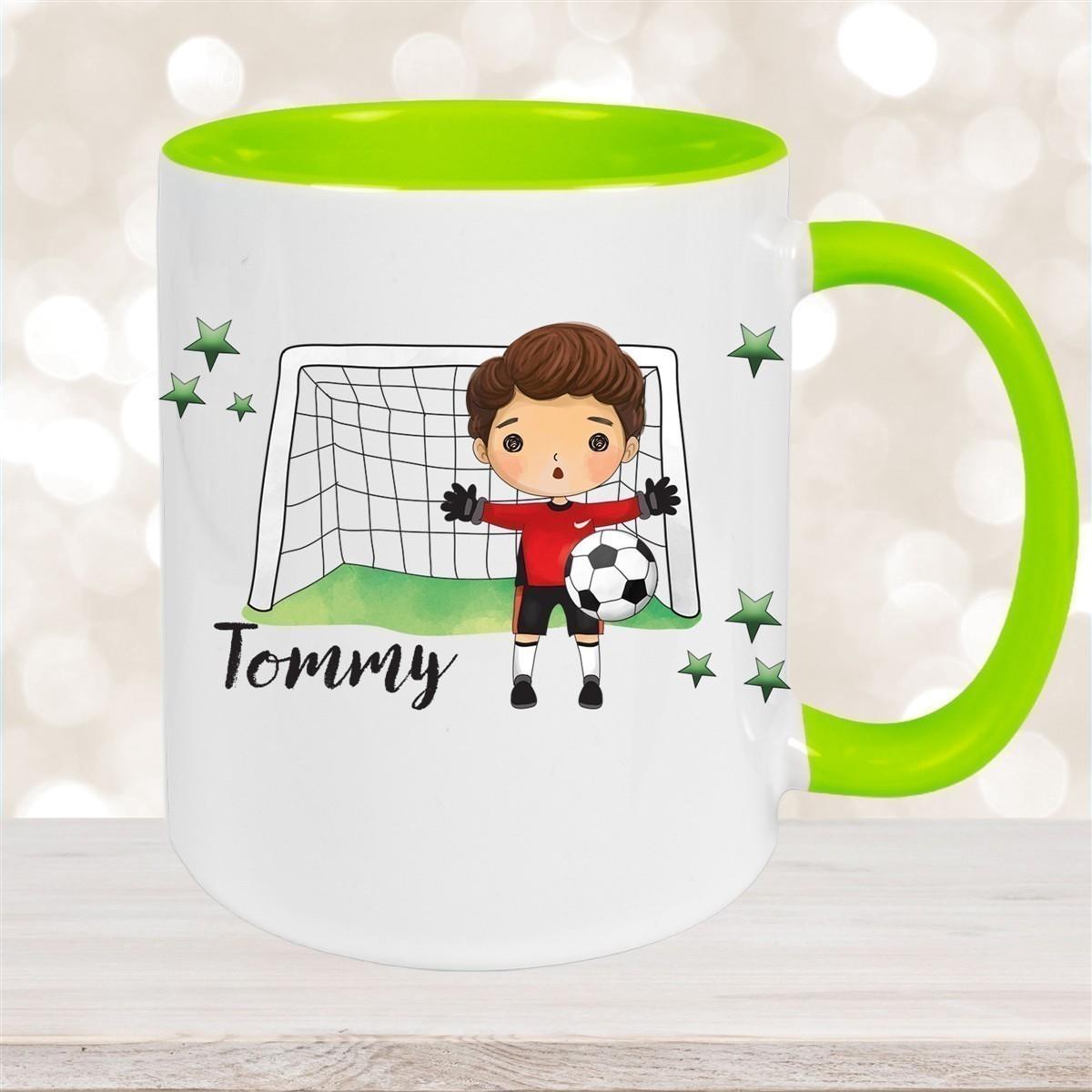 Tasse Fußball 3 Wunschname Keramik Kinderbecher personalisiert versch. Farben